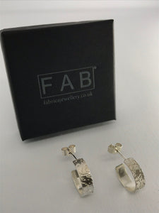 925 Sterling Silver Iced Hoop Earrings In Front Of Supplied Black Jewellery Box.