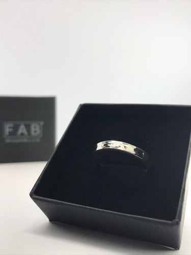 925 Sterling Silver Ladies Planished Hammered Stacker Ring Inside Jewellery Box.