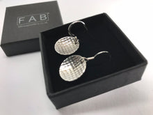 Load image into Gallery viewer, 925 Sterling Silver Earrings Textured Shiny Patterned shown  in box.