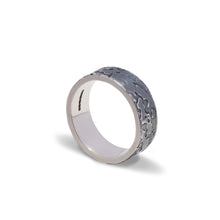 Load image into Gallery viewer, Camo Mens textured ring oxidised Sterling Silver.