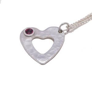 Love Heart - Ladies' Sterling Silver Gemstone Pendant & Chain