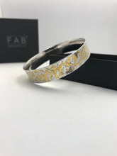 Load image into Gallery viewer, Handmade Keum Boo Etched Sterling Silver/Gold Bracelet Bright Finish.