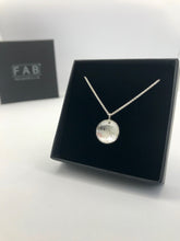 Load image into Gallery viewer, Small Handmade Linear Silver Pendant And Chain In Box.