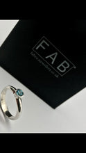 Load image into Gallery viewer, Deep blue Topaz solitaire ring made with a Sterling silver D shaped shank.