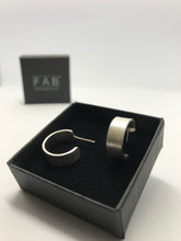 Load image into Gallery viewer, Handmade 925 Sterling Silver Hoop Earrings Shimmer Texture Inside Black Jewellery Box. Size Small.