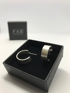 Handmade 925 Sterling Silver Hoop Earrings Shimmer Texture Inside Black Jewellery Box. Size Small.