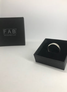 925 Sterling Silver Hammered Ladies Stacker Ring Inside Black Jewellery Box.