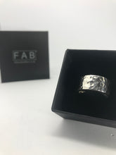 Load image into Gallery viewer, 925 Sterling Silver Chunky Hammered Mens Ring Inside Black Jewellery Box.