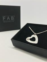 Load image into Gallery viewer,  Handmade Heart Sterling Silver 925 Pendant Chain With Cubic Zirconia Gemstone, Shown In Supplied Black Jewellery Box.