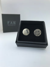 Load image into Gallery viewer, Handmade Etched Daisy Sterling Silver Stud Earring 925 Medium 13mm in Eco Friendly Box.