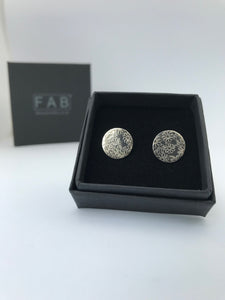 Handmade Etched Daisy Sterling Silver Stud Earring 925 Medium 13mm in Eco Friendly Box.