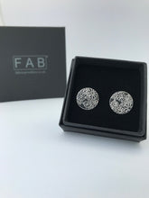 Load image into Gallery viewer, Handmade Etched Daisy Sterling Silver Stud Earring 925 Large 15mm inside Eco Friendly Jewellery Box.