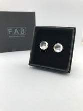 Load image into Gallery viewer, Handmade Sterling Silver Domed Round Hammered  Earring 925 Size Medium In Black Eco Friendly Jewellery Box.