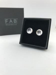 Handmade Sterling Silver Domed Round Hammered  Earring 925 Size Medium In Black Eco Friendly Jewellery Box.