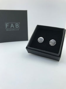 Medium Etched Flat Swirl Stud Earring 925 Sterling Handmade