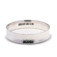 Load image into Gallery viewer, 925 Sterling Silver Planished Texture Anticlastic Bracelet Displaying Full U.K. London Assay Office Hallmark On Bright White Background.