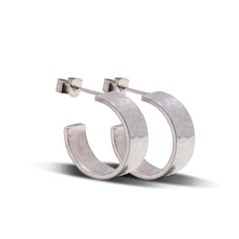 Load image into Gallery viewer, Hammered Texture 925 Sterling Hoop Earrings Side By Side On White Background.