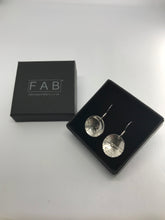 Load image into Gallery viewer, Unique Etched Horizon 925 Sterling Silver Earrings Shown In Jewellery Box. Bright Finish.