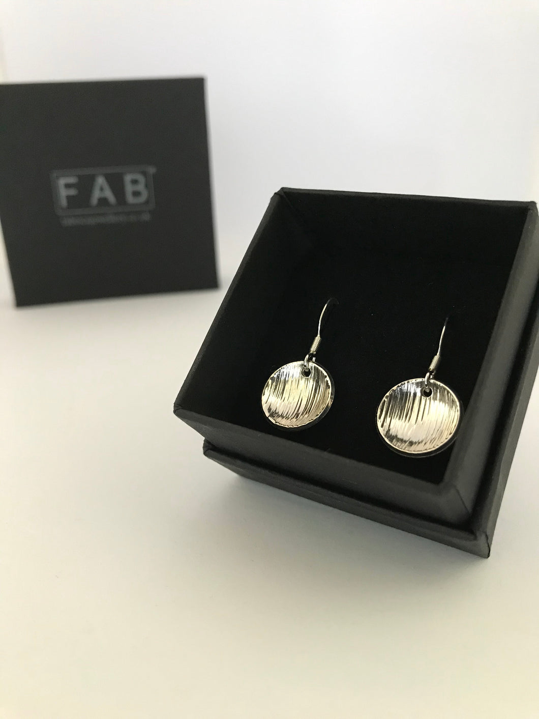 Handmade Linear Drop Earrings Made In 925 Sterling Silver Displayed In Black Jewellery Box.